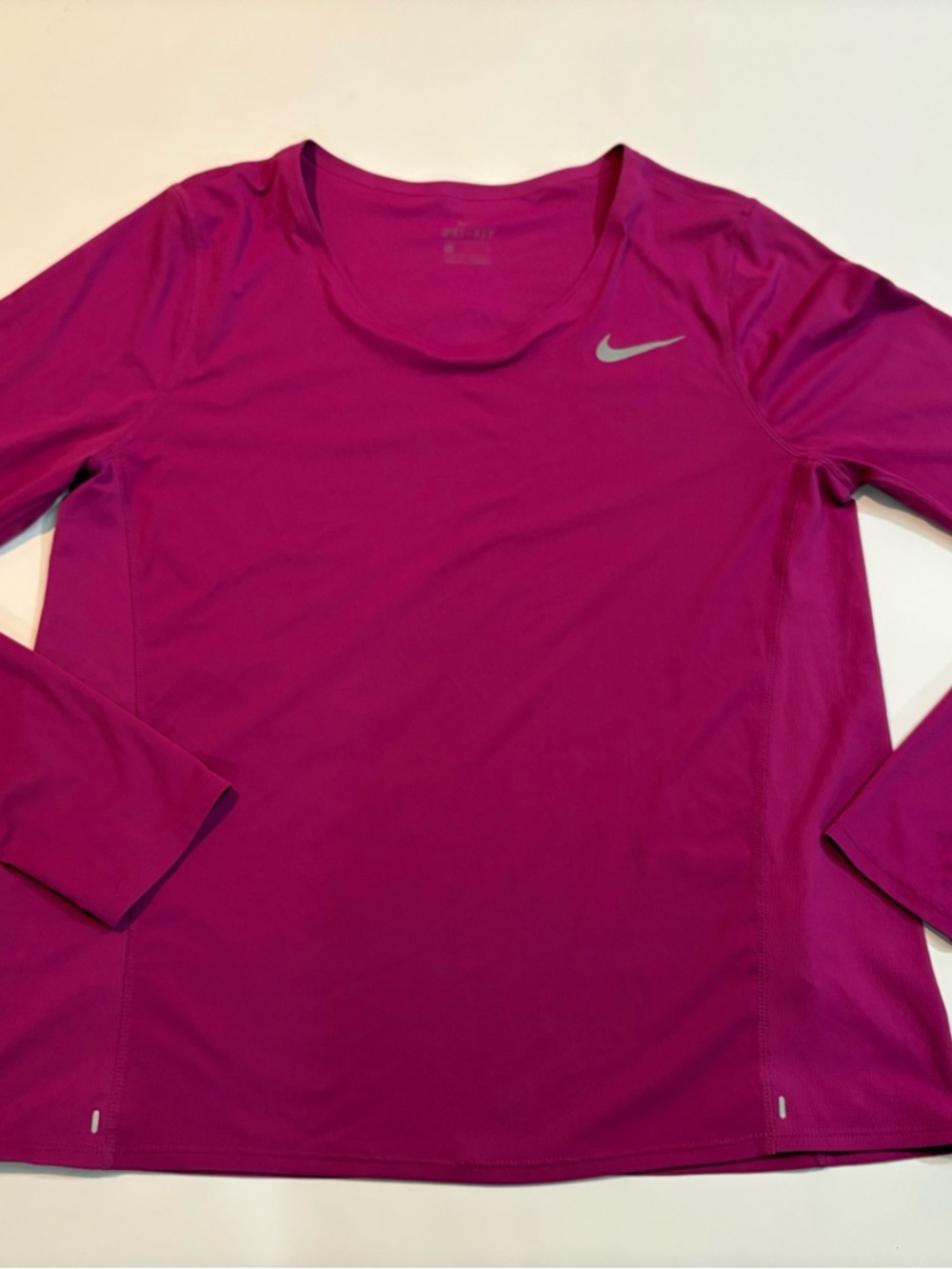 Nike Women's Long-Sleeve Performance Tee - Fuchsia Pink - Size M | Dri Fit